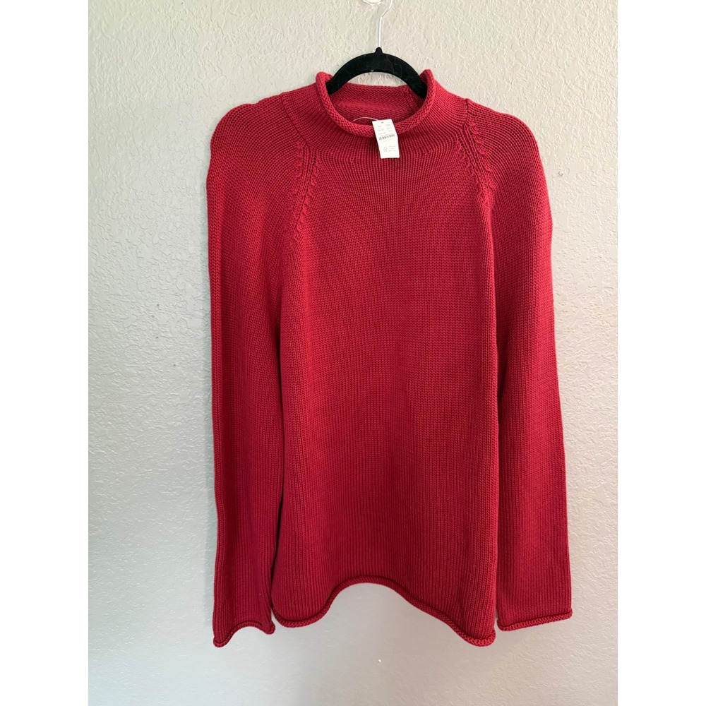 J.Crew Mens Maroon Cotton Mock Roll Neck Shaker Stitch Sweater Size L NWT Heavy - Picture 9 of 9